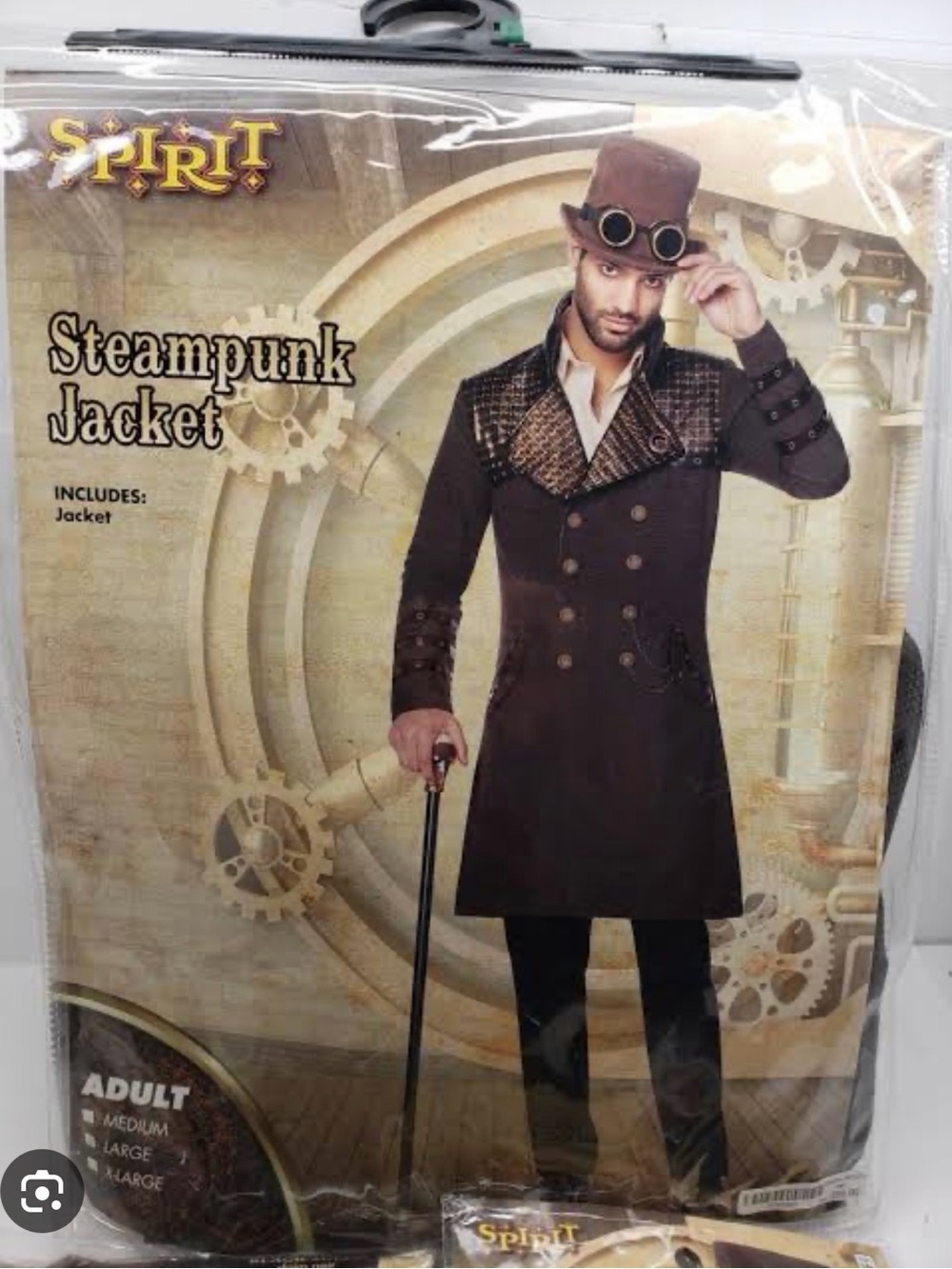Spirit Men's Dark Brown Steampunk Double-Breasted Coat Jacket SZ XL